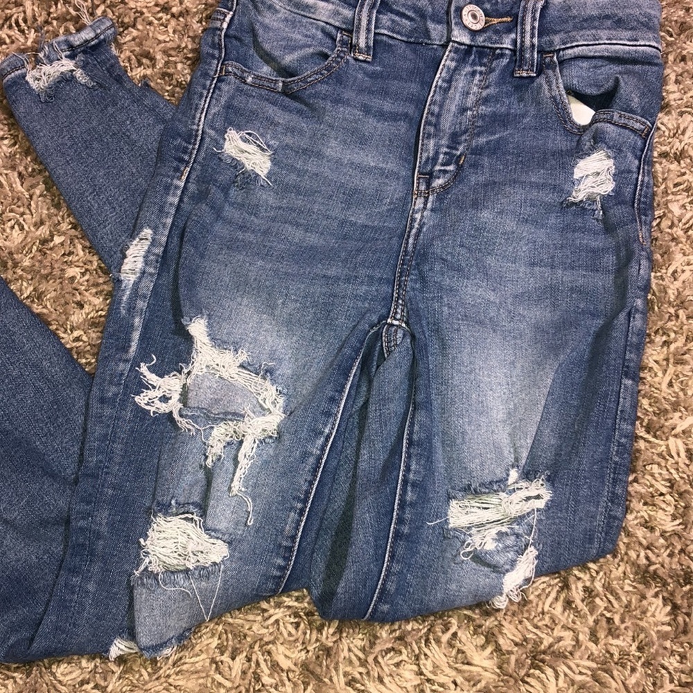 American Eagle curvy high rise Jeggings distressed jeans 0 next level stretch - Picture 13 of 13